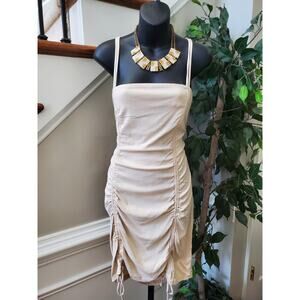 Wild Fable Women's Beige Rayon Square Neck Sleeveless Knee Length Dress Size L